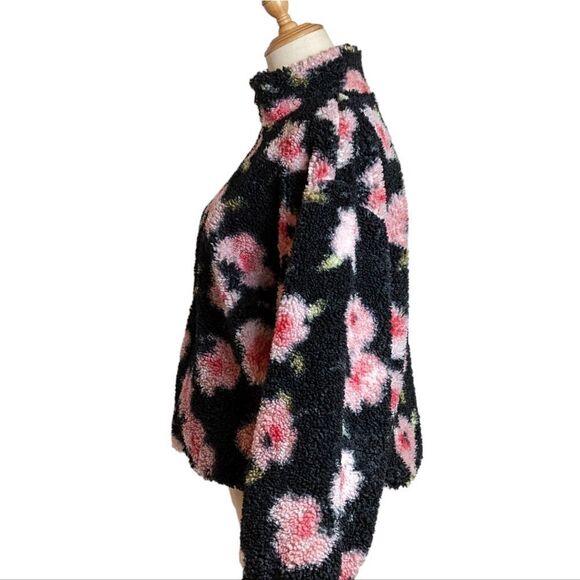 Sandy Liang Black Floral Fleece Fuzzy Pullover - Picture 5 of 7